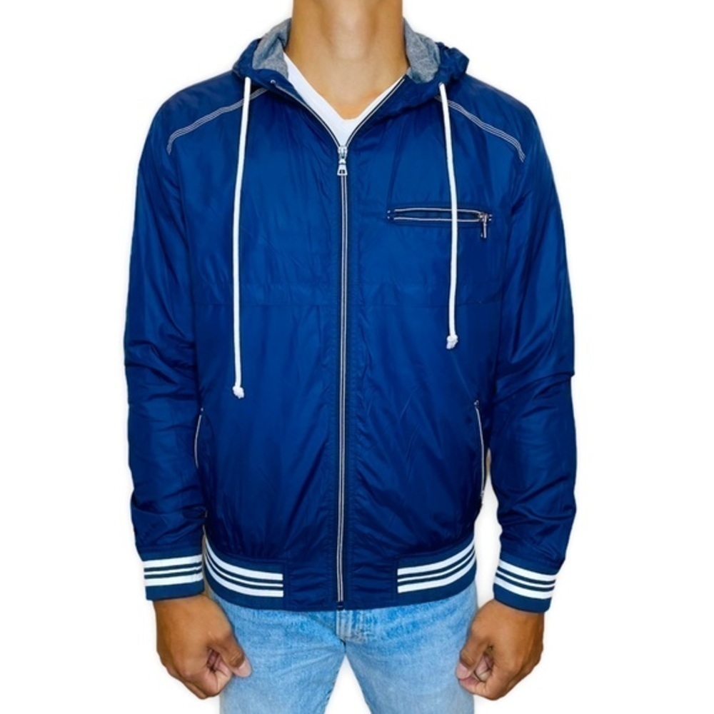 𝅺american Rag Navy Blue Varsity Windbreaker Jacket